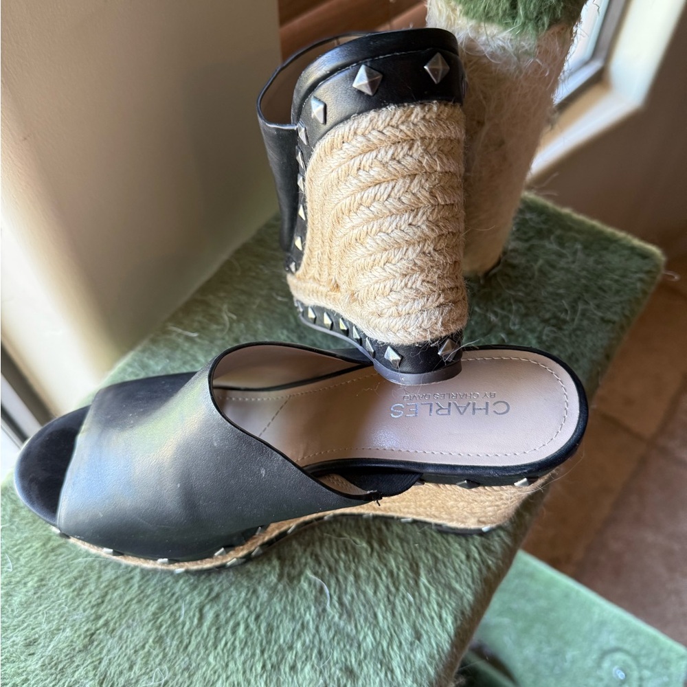 Charlies Black Wedge Sandals